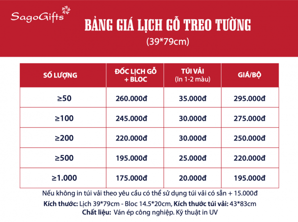 bảng giá lịch bloc 39*79