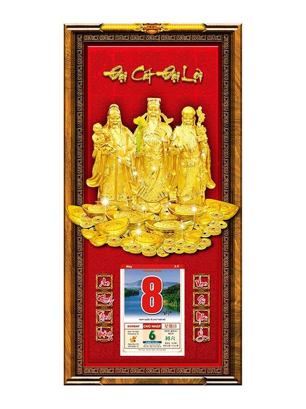 Lịch gỗ Phúc Lộc Thọ